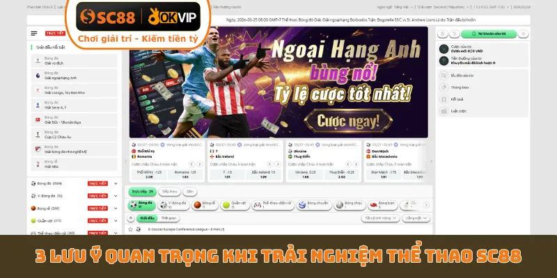 3 lưu ý quan trọng khi trải nghiệm thể thao SC88
