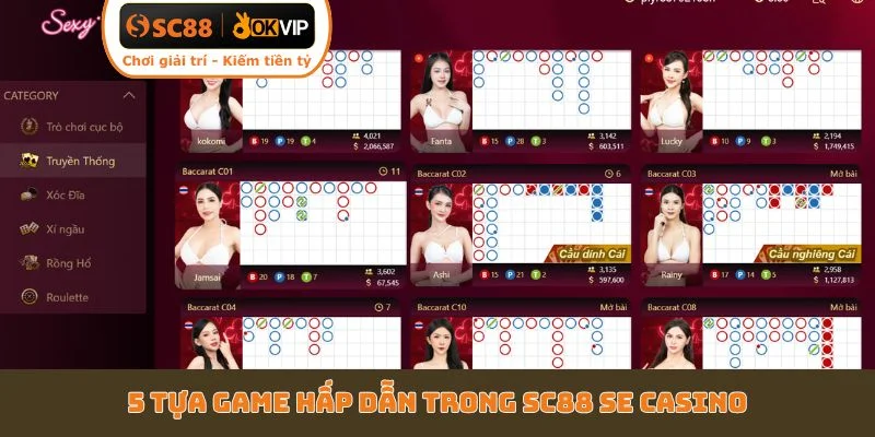 5 tựa game hấp dẫn trong SC88 SE Casino