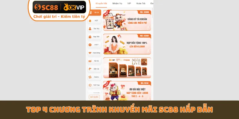 Top 4 chương trình khuyến mãi SC88 hấp dẫn